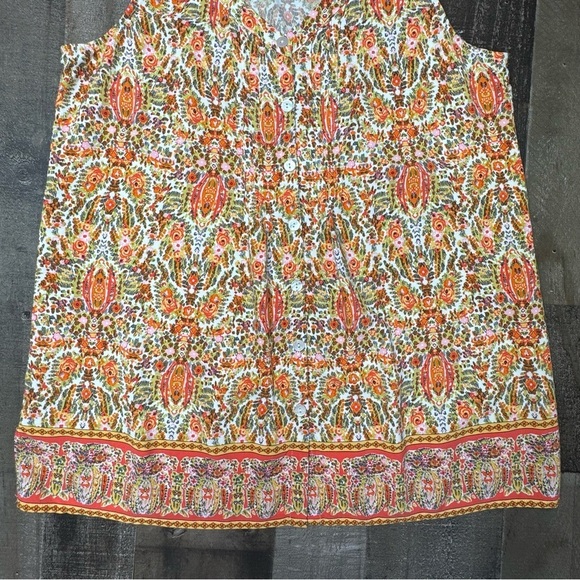 J. Jill Orange and Pink Relaxed Sleeveless Tank Top small petite - Picture 3 of 13